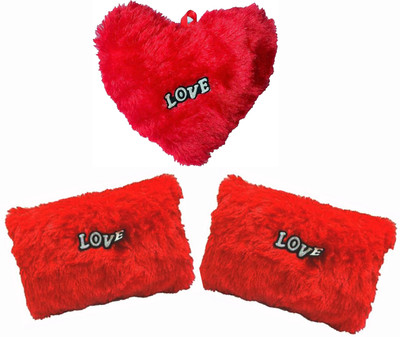 GTMP Luxury Cushion Set Polyester Fibre Solid Cushion Pack of 3(Red)