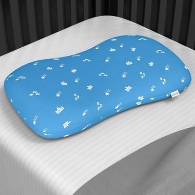 Cherilo Contour Shaped Memory Foam Soft Bed Baby Pillow for Kids for Extra Neck Support Memory Foam Geometric Baby Pillow Pack of 1(Blue Royal Stars)