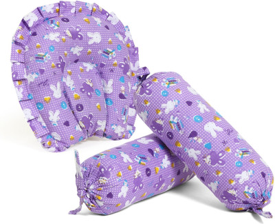 Tinitot Mustard Seeds, Cotton Baby Pillow Pack of 3 Animals Baby Pillow Set With Bolsters(Purple)