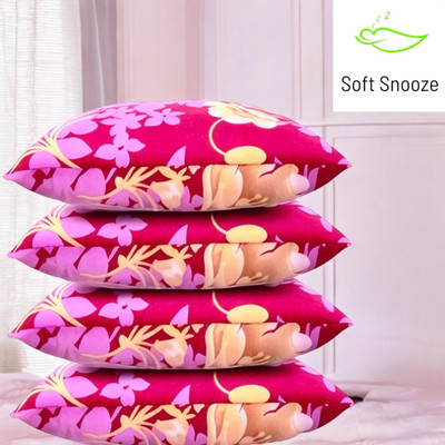 SOFT SNOOZE Microfibre Sleeping Pillow Pack of 4 Floral Ultra Soft Luxury(Pink)