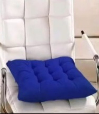 SIYA TEXTILES Cotton Solid Chair Pad Pack of 1(Blue)