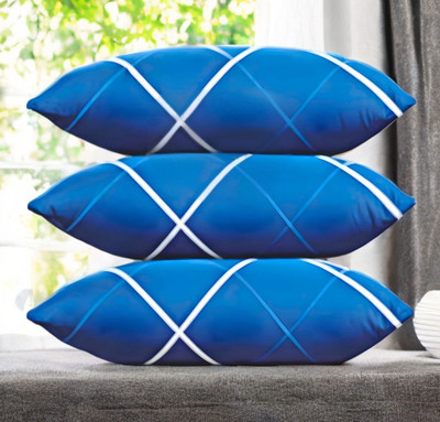 Urmila Creation LUXURY Microfibre Solid Sleeping Pillow Pack of 3(Blue)