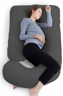 Mojo Ultra soft j shaped pillow Polyester Fibre Solid Pregnancy Pillow Pack of 1(Grey)