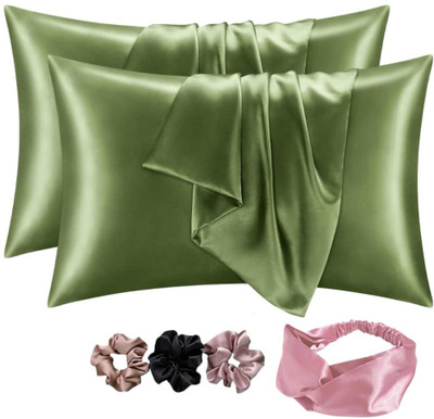 Wesofy Polyester Fibre Solid Sleeping Pillow Pack of 2(Green)