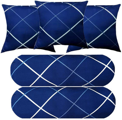 PALVIT Microfibre Abstract Bolster Pack of 5(Blue)