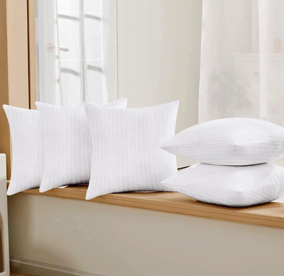JPS Enterprises Microfibre Cushion Pack of 5 Solid Set Of 5 Luxury Polyester(White)