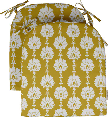 Vargottam Foam Motifs Chair Pad Pack of 2(Yellow1)