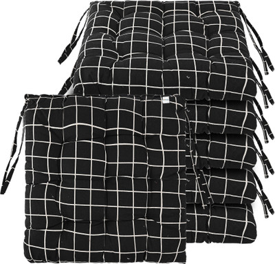 HOMESTIC by Kuber Industries Microfibre Abstract Chair Pad Pack of 6(Black)