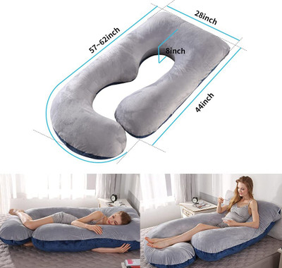 aeTHEric Microfibre Solid Pregnancy Pillow Pack of 1(Navy, Grey)