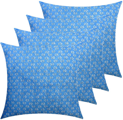 GKM Microfibre Floral Cushion Pack of 4(Light Blue)