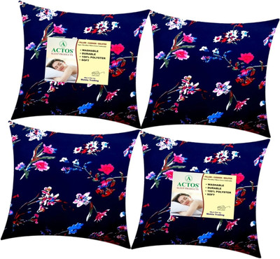 ACTOS Microfibre Floral Cushion Pack of 4(Blue2)