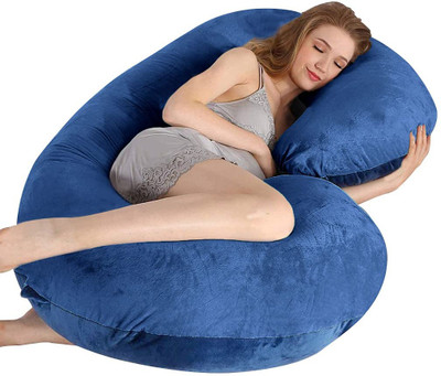 THUKRAN Microfibre Solid Pregnancy Pillow Pack of 1(Dark Blue)