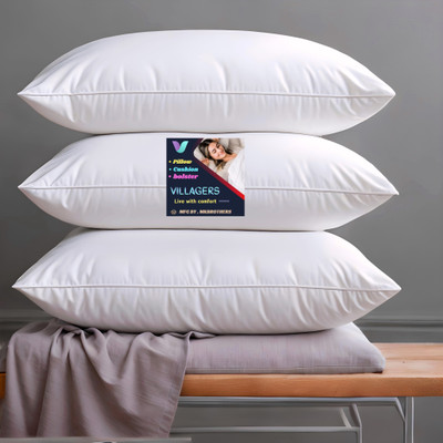 VILLAGERS LUXURY Cotton Solid Sleeping Pillow Pack of 3(White)