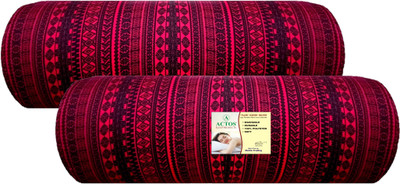 ACTOS Round Microfibre Geometric Bolster Pack of 2(Maroon, Black)
