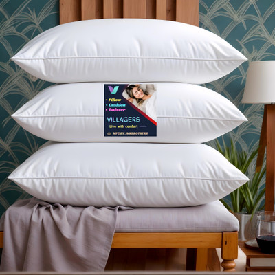 VILLAGERS LUXURY Polyester Fibre Abstract Sleeping Pillow Pack of 3(White)