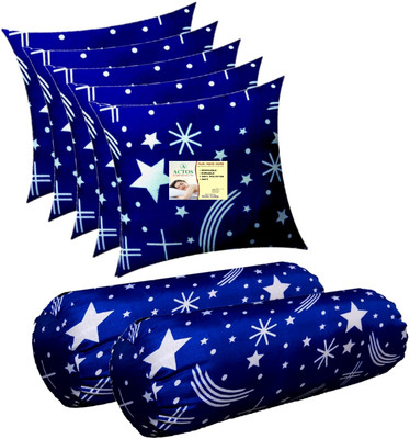 ACTOS Microfibre Geometric Bolster Pack of 7(BlueWhite2)