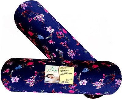 ACTOS Microfibre Floral Bolster Pack of 2(Blue2)