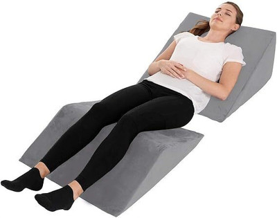 Indian Decor Cotton Lumbar Pillow Pack of 1 Solid 38125 Bed Wedge Pillow – 2 Separate Memory Foam Incline Cushions,(Grey)