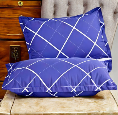 LIPONOS LUXURY Polyester Fibre Solid Sleeping Pillow Pack of 2(Blue)