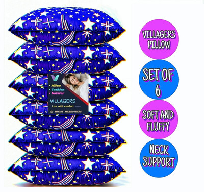 NKSNIMYSTORES LUXURY Polyester Fibre Abstract Sleeping Pillow Pack of 6(Blue)