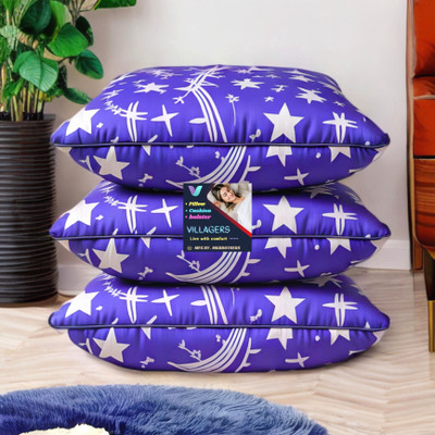 VILLAGERS Microfibre Sleeping Pillow Pack of 3 Abstract LUXURY(Blue)