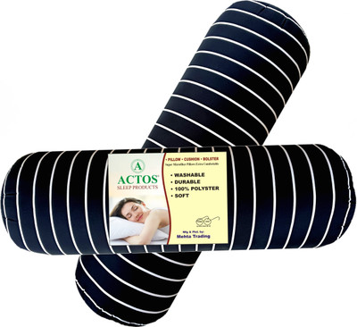 ACTOS Round Microfibre Stripes Bolster Pack of 2(Black9)