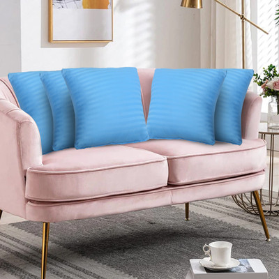 Flipkart SmartBuy Microfibre Stripes Cushion Pack of 5(Sky Blue)