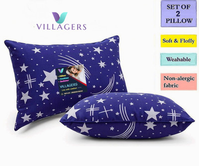 VILLAGERS Polyester Fibre Sleeping Pillow Pack of 2 Abstract LUXURY(Blue)
