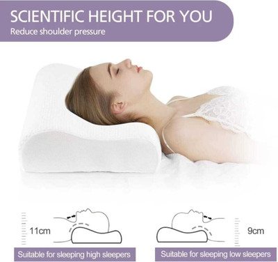Matkine Memory Foam Orthopaedic Pillow Pack of 1 Solid Cervical Contour Memory Stomache / Side Sleepers / Anti-Snoring(White)