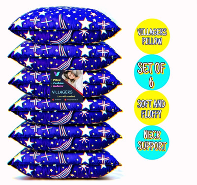 Tecsun SOFT Polyester Fibre Abstract Sleeping Pillow Pack of 6(Blue)