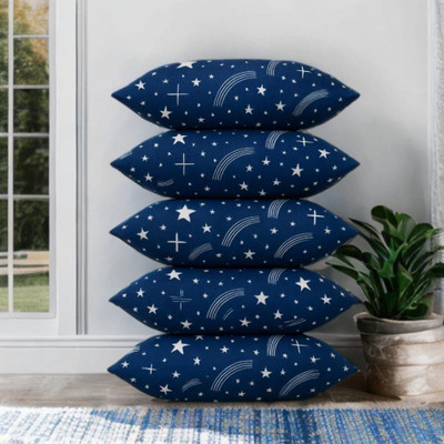 CATHROL Microfibre Abstract Sleeping Pillow Pack of 5(Blue)