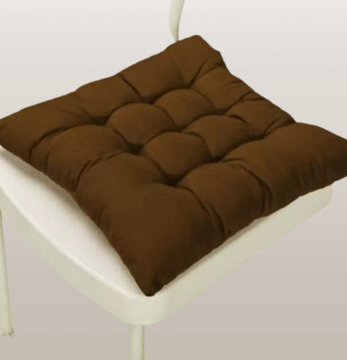 THM Microfibre Solid Chair Pad Pack of 1(Brown)