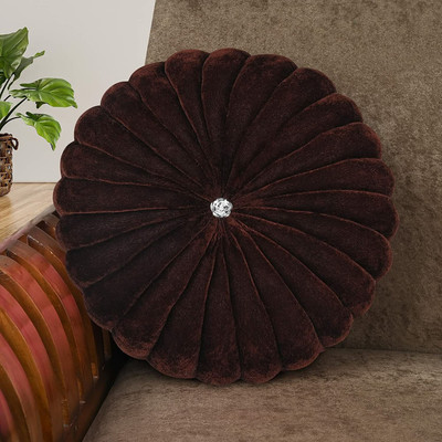 dream world Microfibre Solid Cushion Pack of 2(Brown)