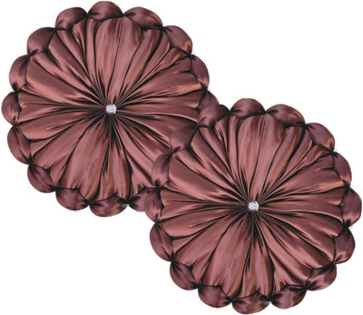 Pillowwala Microfibre Solid Cushion Pack of 2(Brown)