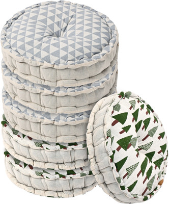 KUBER INDUSTRIES Microfibre Solid Chair Pad Pack of 6(Grey, Green)