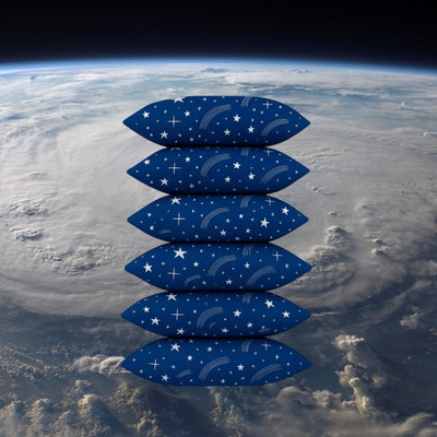 CATHROL Polyester Fibre Sleeping Pillow Pack of 6 Abstract 6 Pillows(Blue)