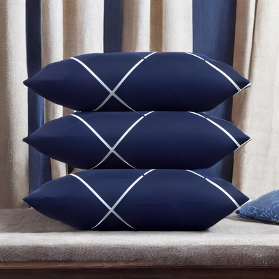 EIRINI Microfibre Sleeping Pillow Pack of 3 Solid LUXURY(Blue)