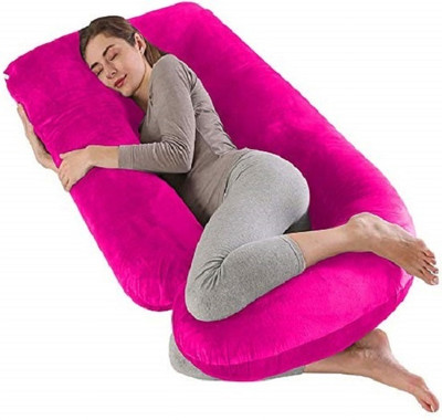 Victostar j shape Microfibre, Polyester Fibre Solid Pregnancy Pillow Pack of 1(Pink)