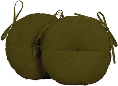Vargottam Polyester Fibre Solid Chair Pad Pack of 2(Olive Green)