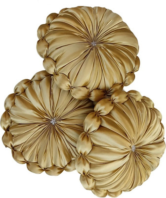 GTX Microfibre Floor Cushion Pack of 3 Solid Premium cushion set(Golden)