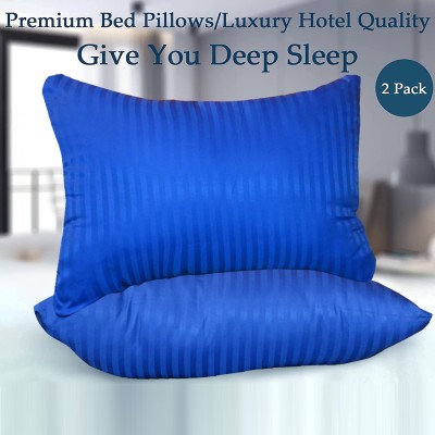 JDX Polyester Fibre Stripes Sleeping Pillow Pack of 2(Blue)