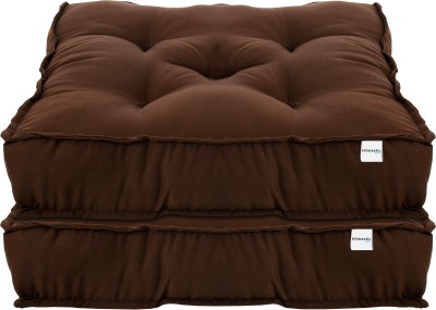 HOMESTIC Microfibre Solid Chair Pad Pack of 2(Brown)