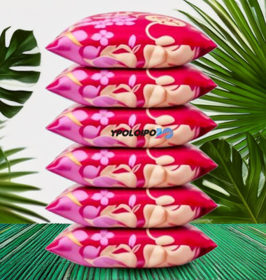 YPOLOIPO LUXURY Polyester Fibre Abstract Sleeping Pillow Pack of 6(Pink)