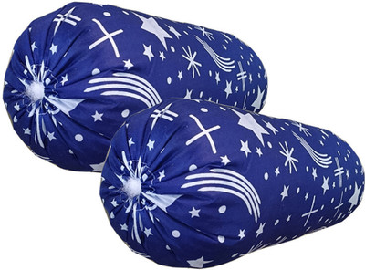 SANJU BROTHER LUXORY Microfibre Abstract Bolster Pack of 2(Blue)