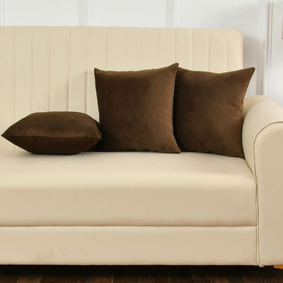 Hundur Store Polyester Fibre Cushion Pack of 3 Solid(Coffee)