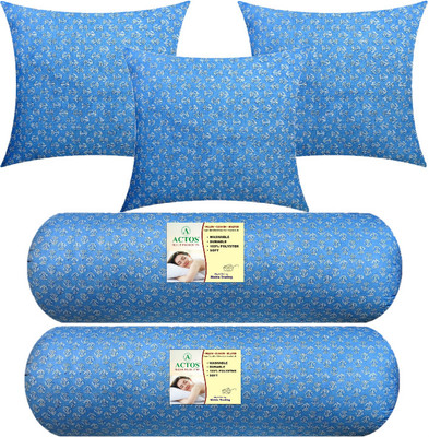 ACTOS 3 Cushion 2 Microfibre Floral Bolster Pack of 5(Light Blue)
