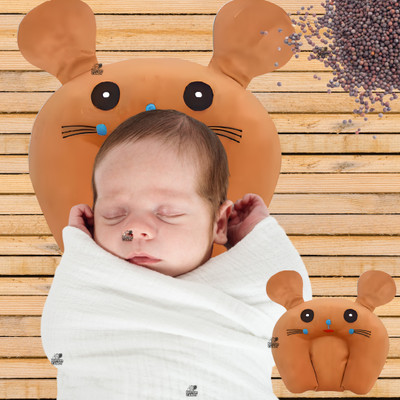 Kotton Candy Mustard Seeds Baby Pillow Pack of 1 Toons & Characters(Brown)