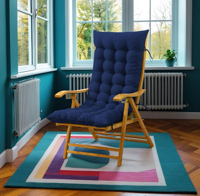 SOFT SNOOZE Microfibre Chair Pad Pack of 1 Solid Soft(Blue)