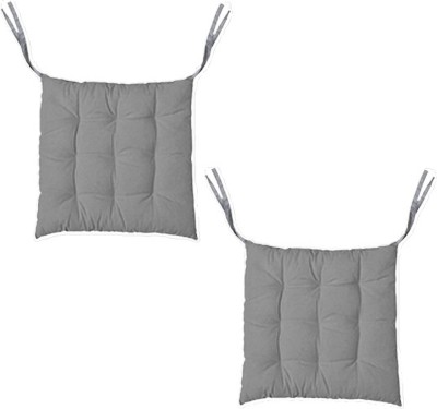 VOLGA RIVER Chair Pad Cotton Solid Chair Pad Pack of 2(Grey)