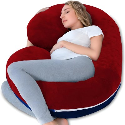 OZLY ultra soft c shaped pillow Polyester Fibre, Microfibre Solid Pregnancy Pillow Pack of 1(maroon+dark blue)